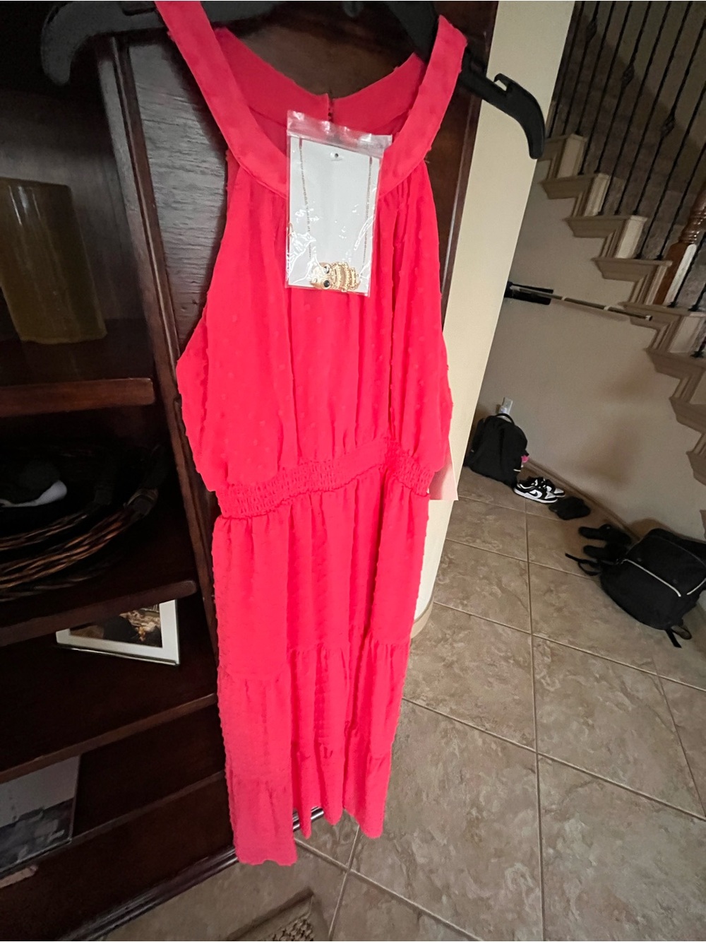 Bright Coral Halter Maxi Dress